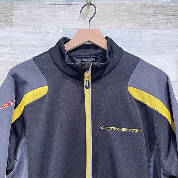 Corvette Performance Racing Jacket Black Yellow Full Zip Fleece Mens Large - Picture 2 of 8